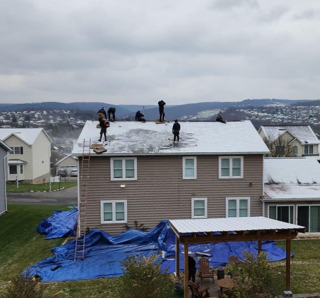 Snow removal on roof