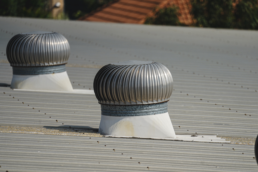 Ventilation of hot air inside the building over the roof